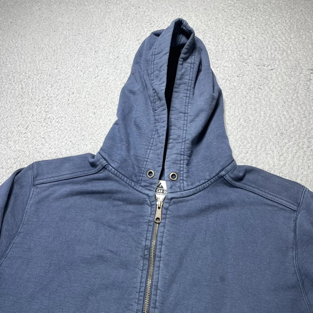 American Giant Hoodie Mens XL Blue Full Zip Fleece Sweatshirt Cotton Made In USA - Picture 2 of 12